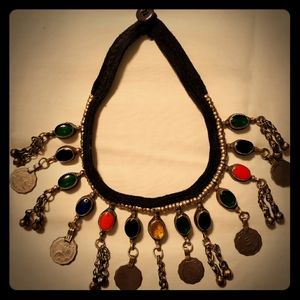 Vintage Tribal Gem and Coin Belly Dance Choker